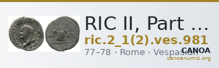 RIC II, Part 1 (second edition) Vespasian 981 — CANOA