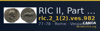 RIC II, Part 1 (second edition) Vespasian 982 — CANOA