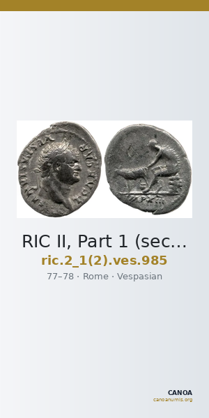 RIC II, Part 1 (second edition) Vespasian 985 — CANOA