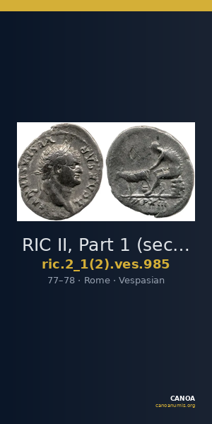 RIC II, Part 1 (second edition) Vespasian 985 — CANOA