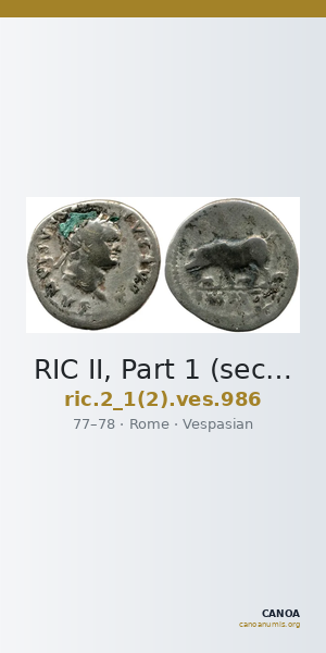 RIC II, Part 1 (second edition) Vespasian 986 — CANOA