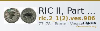 RIC II, Part 1 (second edition) Vespasian 986 — CANOA