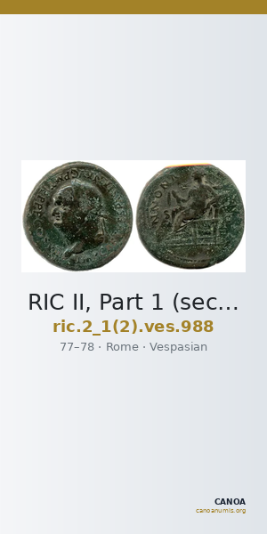 RIC II, Part 1 (second edition) Vespasian 988 — CANOA