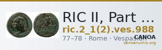 RIC II, Part 1 (second edition) Vespasian 988 — CANOA