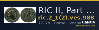 RIC II, Part 1 (second edition) Vespasian 988 — CANOA