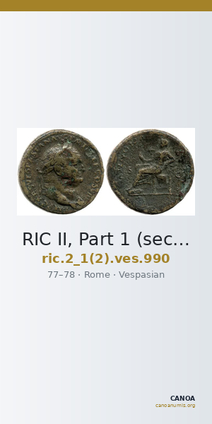 RIC II, Part 1 (second edition) Vespasian 990 — CANOA