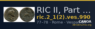 RIC II, Part 1 (second edition) Vespasian 990 — CANOA