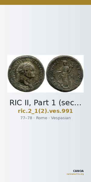 RIC II, Part 1 (second edition) Vespasian 991 — CANOA