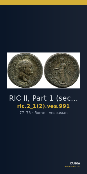 RIC II, Part 1 (second edition) Vespasian 991 — CANOA
