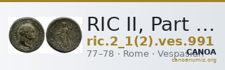 RIC II, Part 1 (second edition) Vespasian 991 — CANOA
