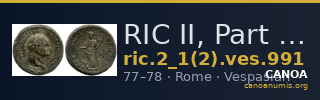 RIC II, Part 1 (second edition) Vespasian 991 — CANOA