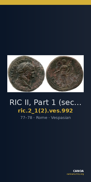 RIC II, Part 1 (second edition) Vespasian 992 — CANOA