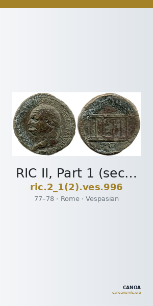 RIC II, Part 1 (second edition) Vespasian 996 — CANOA