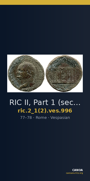 RIC II, Part 1 (second edition) Vespasian 996 — CANOA