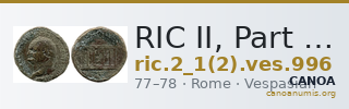 RIC II, Part 1 (second edition) Vespasian 996 — CANOA