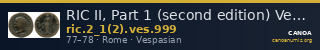 RIC II, Part 1 (second edition) Vespasian 999 — CANOA