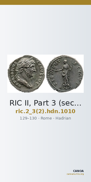 RIC II, Part 3 (second edition) Hadrian 1010 — CANOA