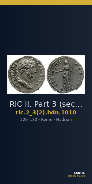 RIC II, Part 3 (second edition) Hadrian 1010 — CANOA