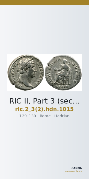 RIC II, Part 3 (second edition) Hadrian 1015 — CANOA