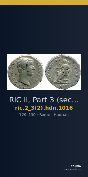 RIC II, Part 3 (second edition) Hadrian 1016 — CANOA