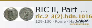 RIC II, Part 3 (second edition) Hadrian 1016 — CANOA