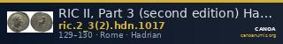 RIC II, Part 3 (second edition) Hadrian 1017 — CANOA
