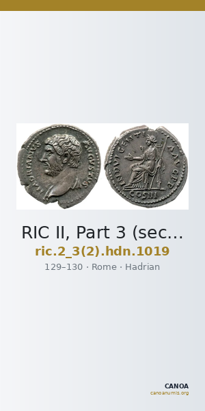RIC II, Part 3 (second edition) Hadrian 1019 — CANOA