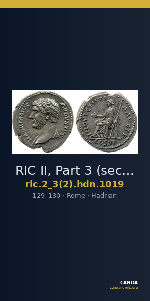 RIC II, Part 3 (second edition) Hadrian 1019 — CANOA