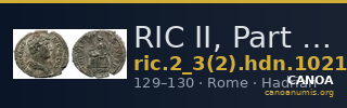 RIC II, Part 3 (second edition) Hadrian 1021 — CANOA