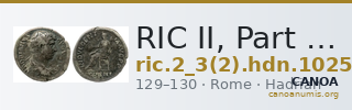 RIC II, Part 3 (second edition) Hadrian 1025 — CANOA