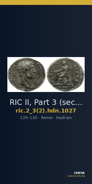 RIC II, Part 3 (second edition) Hadrian 1027 — CANOA