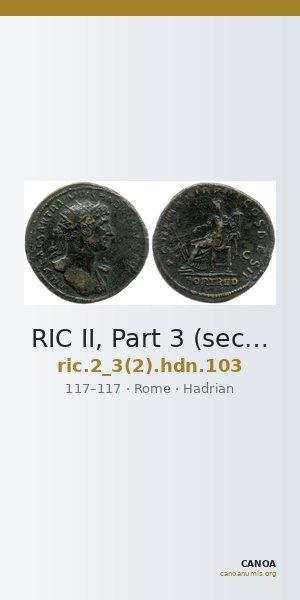 RIC II, Part 3 (second edition) Hadrian 103 — CANOA
