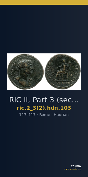 RIC II, Part 3 (second edition) Hadrian 103 — CANOA