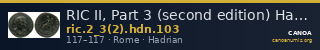 RIC II, Part 3 (second edition) Hadrian 103 — CANOA