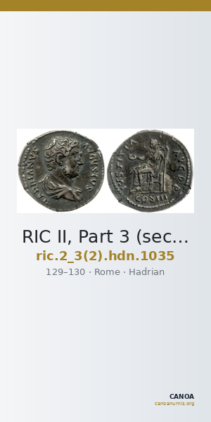 RIC II, Part 3 (second edition) Hadrian 1035 — CANOA