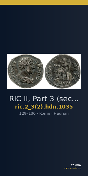 RIC II, Part 3 (second edition) Hadrian 1035 — CANOA
