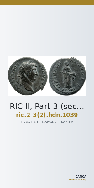 RIC II, Part 3 (second edition) Hadrian 1039 — CANOA