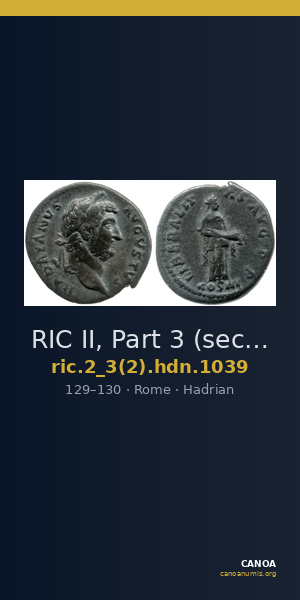 RIC II, Part 3 (second edition) Hadrian 1039 — CANOA