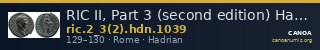 RIC II, Part 3 (second edition) Hadrian 1039 — CANOA
