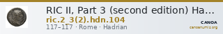 RIC II, Part 3 (second edition) Hadrian 104 — CANOA
