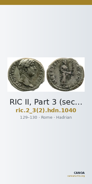RIC II, Part 3 (second edition) Hadrian 1040 — CANOA