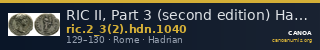 RIC II, Part 3 (second edition) Hadrian 1040 — CANOA