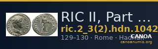 RIC II, Part 3 (second edition) Hadrian 1042 — CANOA