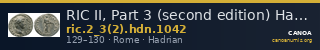 RIC II, Part 3 (second edition) Hadrian 1042 — CANOA