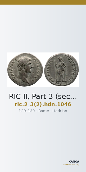 RIC II, Part 3 (second edition) Hadrian 1046 — CANOA