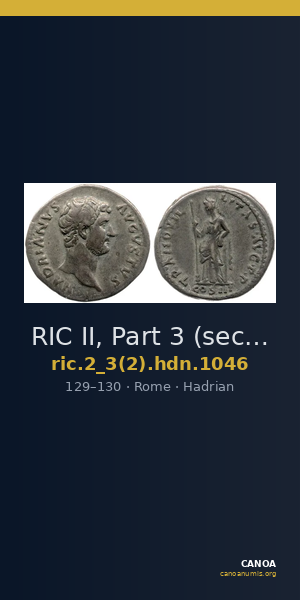 RIC II, Part 3 (second edition) Hadrian 1046 — CANOA