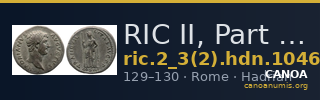 RIC II, Part 3 (second edition) Hadrian 1046 — CANOA