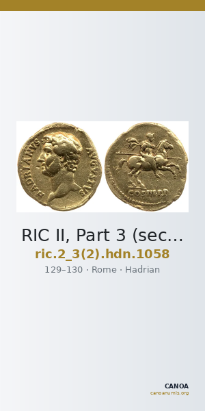 RIC II, Part 3 (second edition) Hadrian 1058 — CANOA