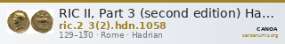 RIC II, Part 3 (second edition) Hadrian 1058 — CANOA