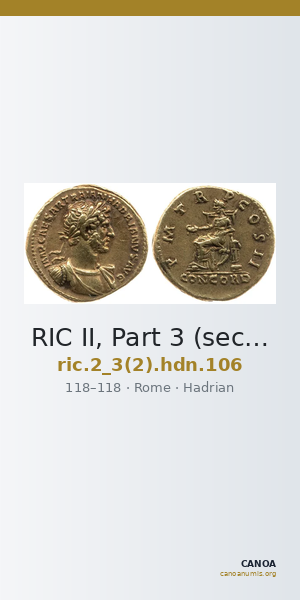 RIC II, Part 3 (second edition) Hadrian 106 — CANOA